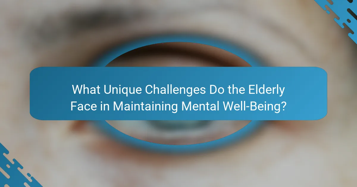 What Unique Challenges Do the Elderly Face in Maintaining Mental Well-Being?