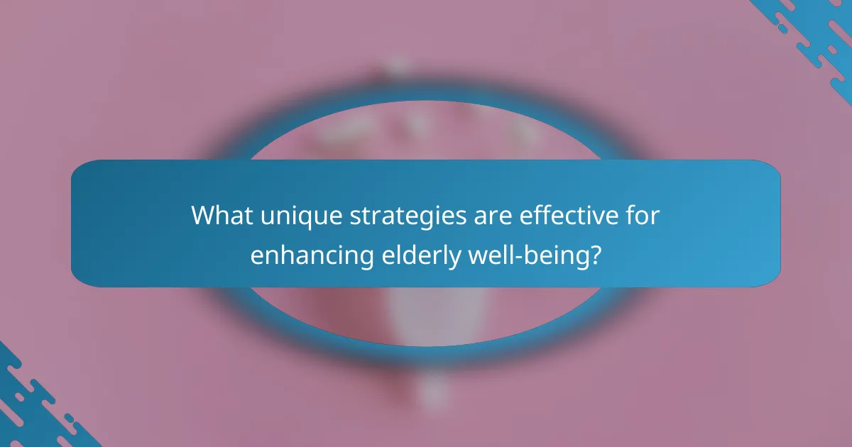 What unique strategies are effective for enhancing elderly well-being?
